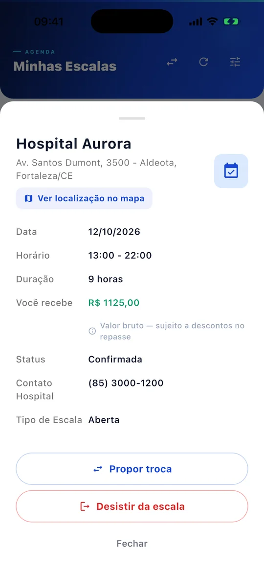 Tela Plantão do aplicativo OutMed